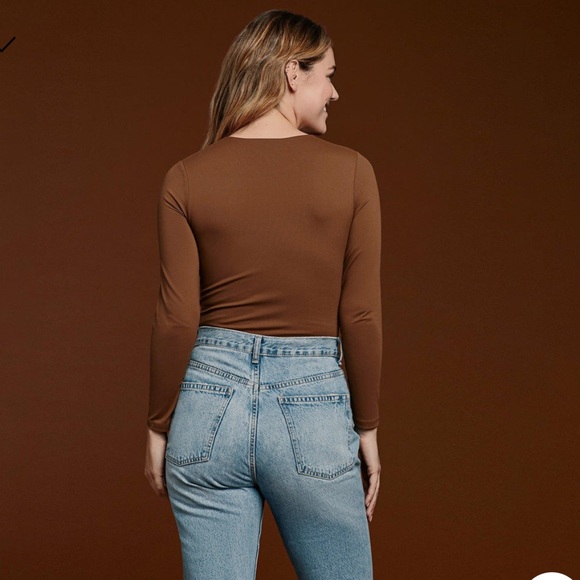 NUUDS LONG SLEEVE CREWNECK BODYSUIT CHOCOLATE - Picture 3 of 6